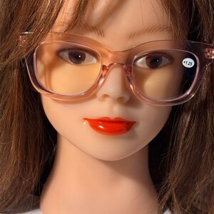 1563 Mona Reading Glasses 1.25 Pink Taupe Readers Rounded Square Frame NWT